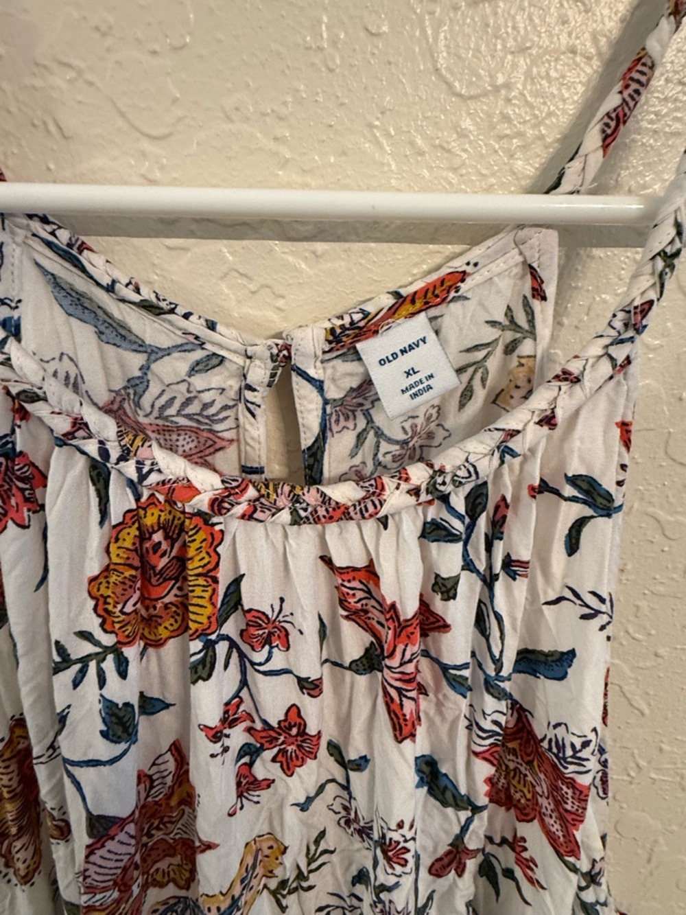 Floral Halter Maxi Dress in Cream with Rust & Green Blooms - Picture 2 of 2